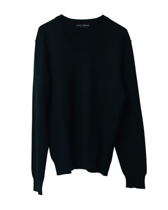 Dolce & Gabbana Pre-owned Mens & V-neck Jumper in Green Cashmere - Size Large