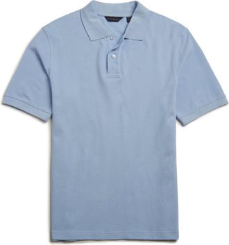 Scott Barber Mens Pima Pique Polo Shirt Top In Sky Blue