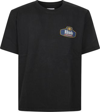 Rhude Black Racing Crest Cotton T-Shirt