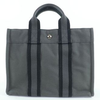 Herm&egrave;s Fourre Tout Gray Cotton Handbag Tote Bag (Pre-Owned)
