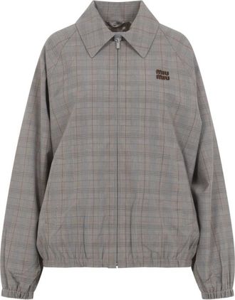 Miu Miu Grey Checks Shirt Collar Jacket