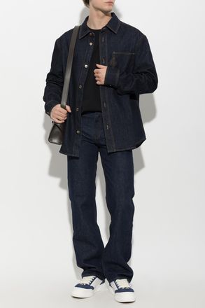Casablanca Denim Shirt With Pocket, Mens, Navy Blue