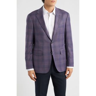 Canali Kei Trim Fit Purple M&eacute;lange Shadow Plaid Wool Sport Coat at Nordstrom, Size 40 Us