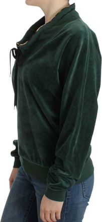 Roberto Cavalli Womens Green Velvet Cotton Sweater Clothing