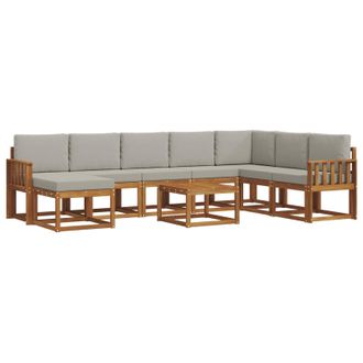 vidaXL Conjunto De Sof&aacute;s De Exterior 9 Pcs Gris Natural Y Claro Vidaxl