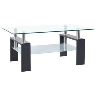 Berkfield Home Coffee Table Grey & Transparent 95x55x40 cm Tempered Glass | Size: 95 x 55 x 40 cm