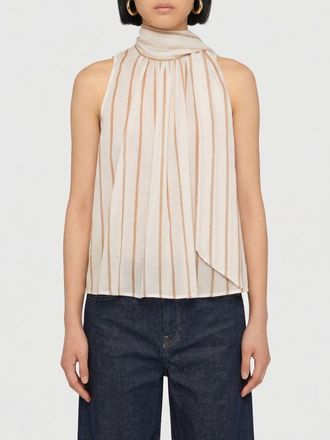 Semicouture Top smanicato Semicouture in cotone e seta a righe