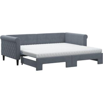 vidaXL Vidaxl - Sof&aacute; Cama Nido Con Colch&oacute;n Terciopelo Gris Oscuro 90x190 Cm