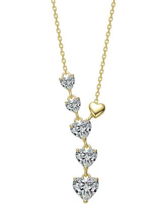 Rachel Glauber 14K Plated Cz Hearts Necklace