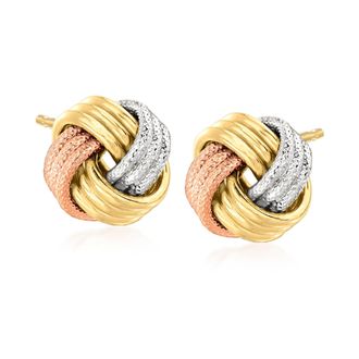 Ross-Simons Italian 14kt Tri-Colored Gold Love Knot Earrings