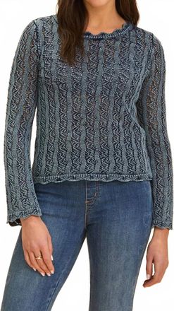 FDJ Long Sleeve Garment Dye Sweater In Indigo