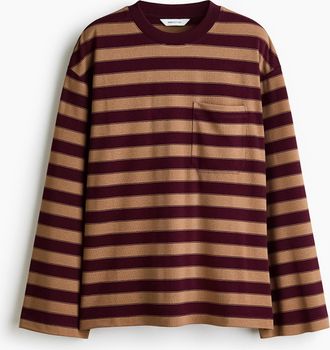 H&M Shirt mit Tasche - Weinrot/Gestreift