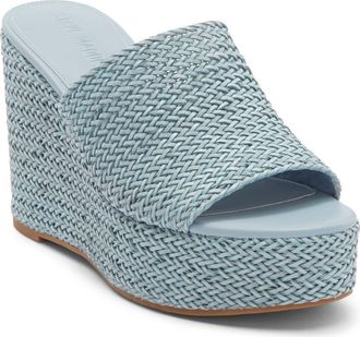 Steve Madden Cassi Platform Wedge Slide Sandal in Blue at Nordstrom, Size 5.5
