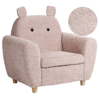 Beliani Sill&oacute;n Infantil Tapizado Boucl&eacute; Con Reposabrazos Para Ni&ntilde;os Rosa Claro Maribo