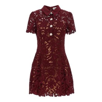 Self Portrait Short Dresses, female, Red, Size: XS Lace Mini Dress