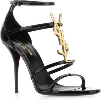 Saint Laurent Womens Black Leather Cassandra Sandals 1000 Sandali