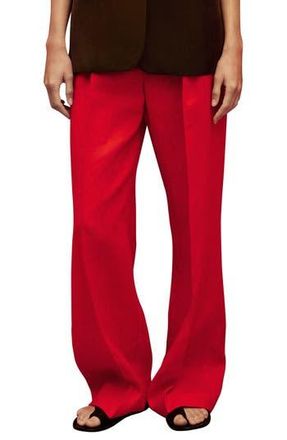 Mango Limona Pleat Front Wide Leg Linen Pants in Red at Nordstrom Rack, Size 12