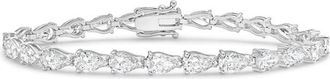 Diana M. Jewels 14kt White Gold 35cts Lab Grown Pear Diamond East-West Tennis Bracelet