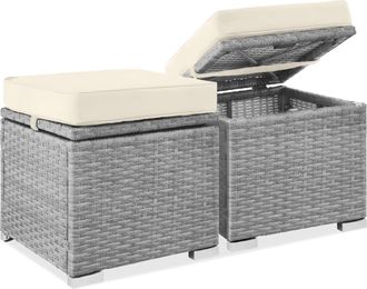 Best Choice Products Set of 2 Wicker Ottomans, Multipurpose Furniture w/ Removable Cushions, Steel Frame