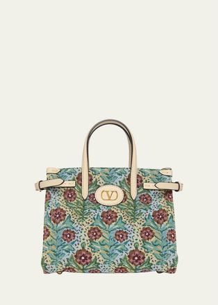 Valentino Garavani Antibes Small Floral Woven Tote Bag