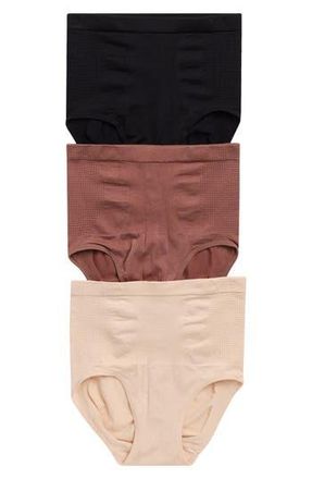 Skinny Girl 3-Pack Everyday High Waist Seamless Shaping Briefs in Cedar Blush/Black at Nordstrom Rack, Size X-Large
