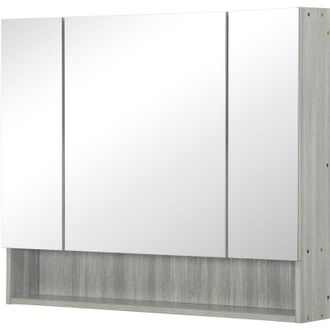 Kleankin Kleankin - Specchiera Bagno a 4 Sezioni con Ripiani Regolabili Grigio
