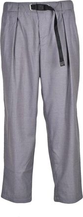 White Sand Grey Chinos with Pleated Waist and Adjustable Belt