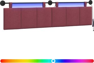 vidaXL Cabecero Colgante Con Luz Led Rojo Vino Tela Vidaxl