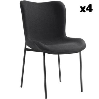 TecTake 4 Sillas de comedor tejido acolchado 54 x 62 x 90 cm negro/negro