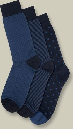 CHARLES TYRWHITT 3 Pair Cotton Rich Multipack Socks - Navy & Indigo Blue Size 10.5-13 by Charles Tyrwhitt