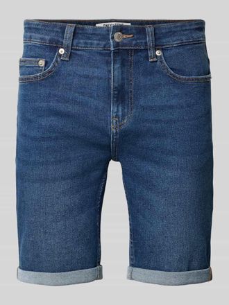 Only & Sons Regular Fit Jeansshorts aus Baumwoll-Mix Modell PLY in Dunkelblau, Gr&ouml;&szlig;e XXL