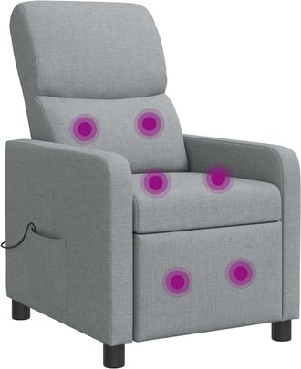 vidaXL Silla De Masajes Reclinable Gris Claro Tela Vidaxl
