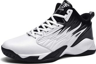 Generic Mens High Top Basketball Shoes with Rubber Sole Anti Slip Wear-Resistant Fashionable Training Boots Walking Shoes(White,8.5 UK)