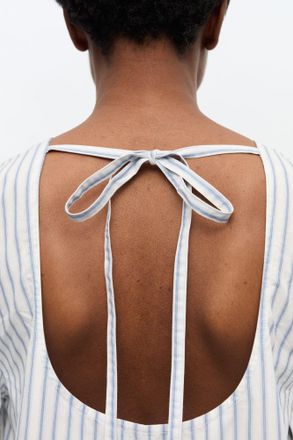 Ganni White Striped Organic Cotton Mini Dress - Size 32