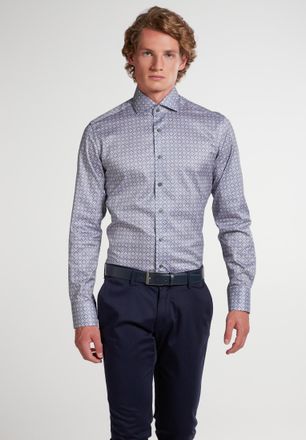 Eterna Langarmhemd ETERNA SLIM FIT, Herren, Gr. 44, Normalgr&ouml;ssen, grau, Twill, 100% Baumwolle, schmal, Manschette, Hemden Langarmhemd, NON IRON (b&uuml;gelfrei)