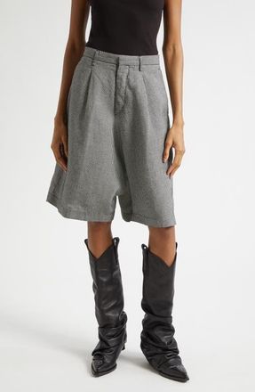 R13 Jumbo Tailored Shorts in Black And White Houndstooth at Nordstrom, Size 26