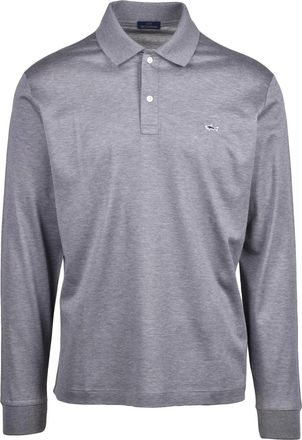 Paul & Shark Grey Long-Sleeve Cotton Polo Shirt
