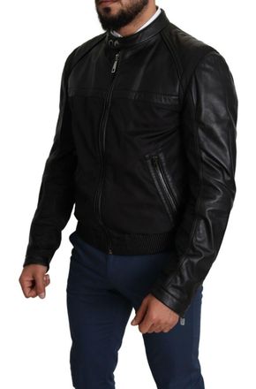 Dolce & Gabbana Black Nylon Full Zip Men Bomber Coat Jacket Clothing