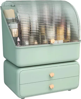 OEM Caja Antipolvo Con Tapa Y 2 Cajones, Ideal Para Guardar Maquillaje En El Dormitorio, El Ba&ntilde;o O El Tocador