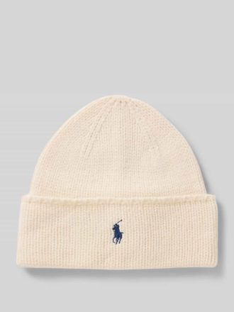 Polo Ralph Lauren Wollm&uuml;tze mit Logo-Stitching in Offwhite, Gr&ouml;&szlig;e 1