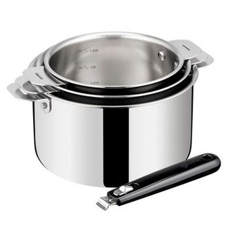 Lagostina Cazuelas - Lagostina - Esperta Triply - Juego De 3 Piezas - Mango Desmontable - Aluminio E Inox