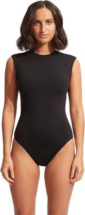 Seafolly Womens Seafolly Collective Swimsuit Black Stretch Open Back One-Piece RED1131