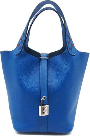 Herm&egrave;s Borsa a mano Tressage Picotin Lock 18 in pelle Epsom 2018 - Blu