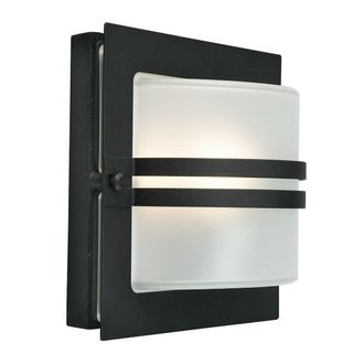 Netlighting Bern 1 Light Outdoor Frosted Wall Light Black IP65 E27