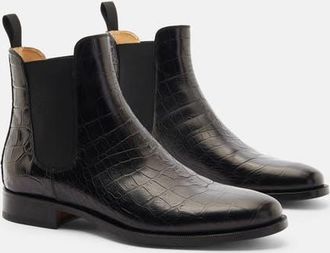 Scarosso Giancarlo Chelsea Boots in Black - Croco-Printed Calf at Nordstrom, Size 40.5