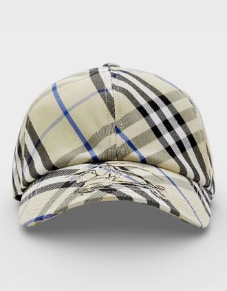 Burberry Mens Check Baseball Cap Beige - Size: M