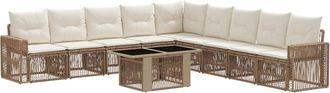 vidaXL Conjunto De Sof&aacute;s De Jard&iacute;n 10 Uds. Beige Y Blanco Crema Vidaxl