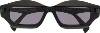 Kuboraum angular slim-frame sunglasses - unisex - Acetate - 55 - Black