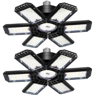 OEM Paquete De 2 Luces Led Para Garaje, 45 W, 4500 L&uacute;menes, Luces Led Para Taller, Luces De Techo Led Para Garaje Con 6+1 Paneles Ajustables Para S&oacute;tano, 