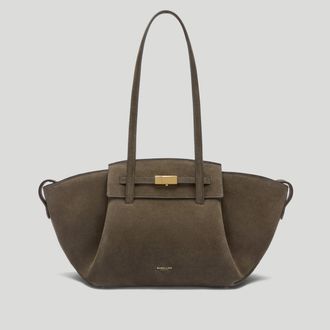 DeMellier The Midi Brooklyn in Hazel Suede Leather Shoulder bag